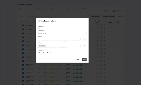 Figure 1. Adding new backup profiles with Backup Profile Management