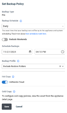 Figure 2. Setting backup policies